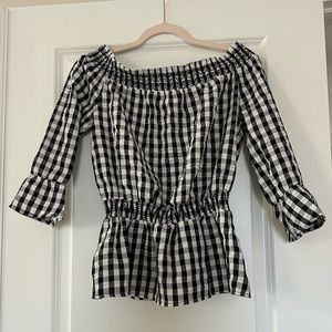 Gingham Off-The-Shoulder Blouse